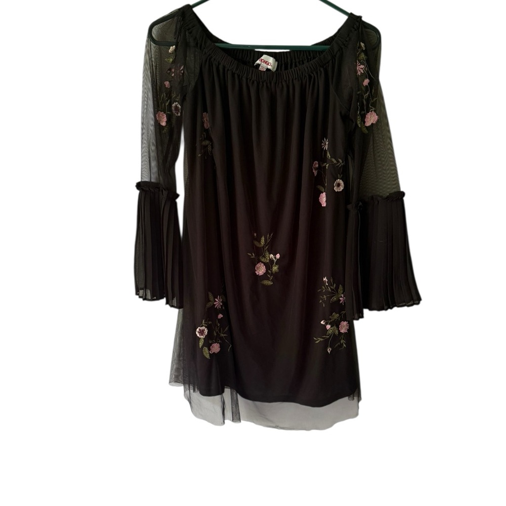 Black Floral Embroidered Blouse